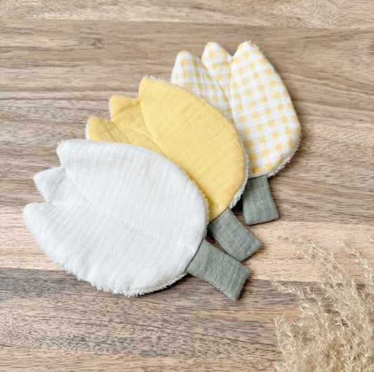 Lot de 3 Lingettes lavable en gaze de coton – Motif Tulipe