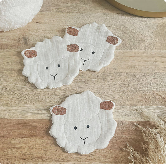 Lingettes lavables Mouton en gaze de coton