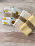 Tissu gaze de coton citron, vichy, jaune pastel – Couture & création