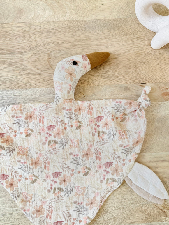 Doudou Oie en gaze de coton – Fait main – Modèle Goose