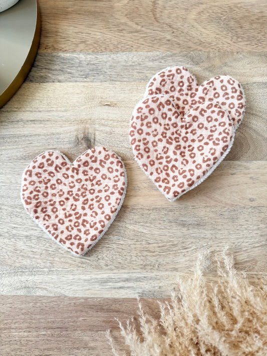 Lingettes lavables Coeur en gaze de coton