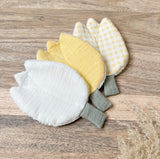 Lot de 3 Lingettes lavable en gaze de coton – Motif Tulipe