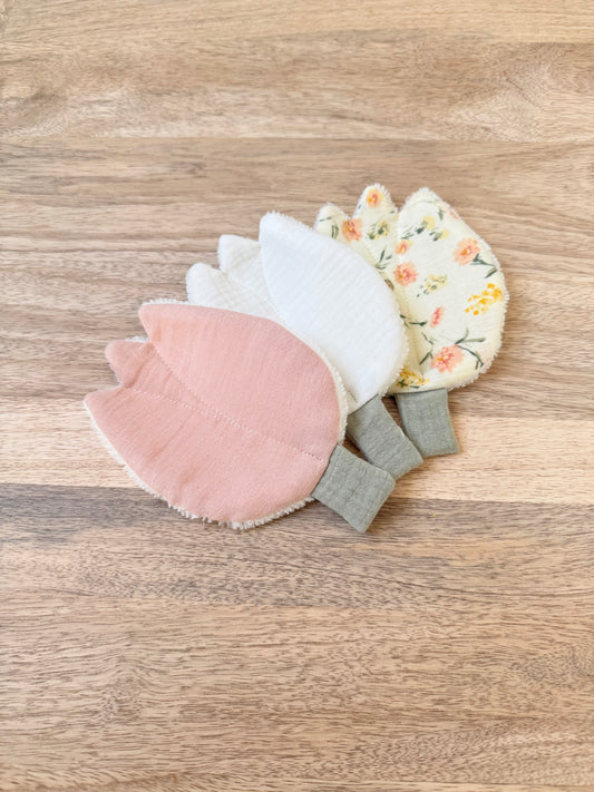 Lot de 3 Lingettes lavable en gaze de coton – Motif Tulipe