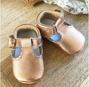 Chaussures bébé en cuir gold rosé