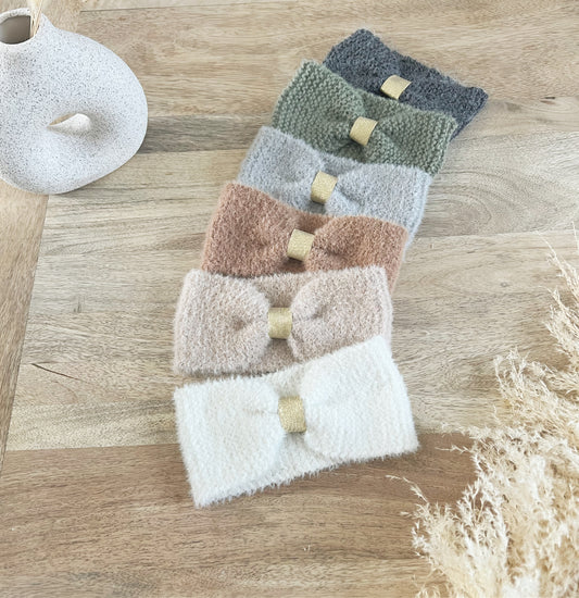 Bandeau en laine doudou liseré doré