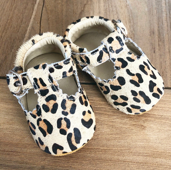 Chaussures bébé en cuir léopard